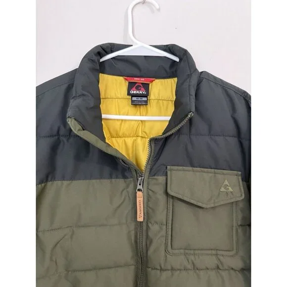 Gerry Bearwood Workwear Puffer Jacket Men M Olive Black Cozy Quilted Comfy - Picture 3 of 10